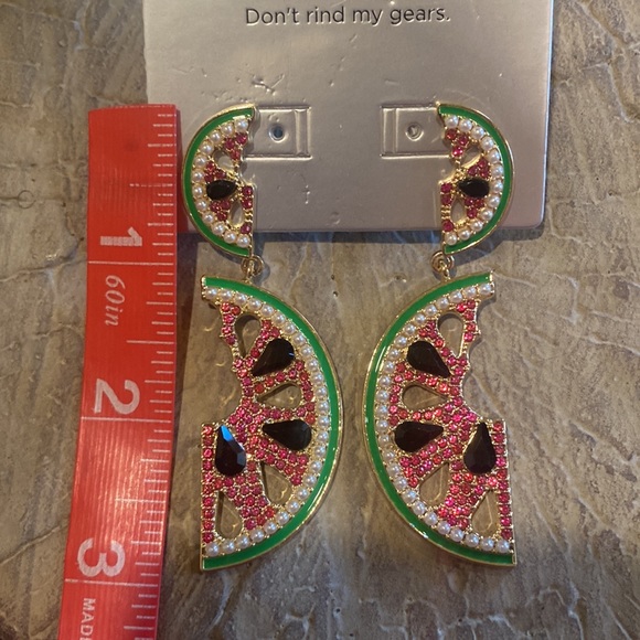 Sugarfix Baublebar Watermelon Need For Seed Earrings Goldtone Statement Pearl - Picture 10 of 10